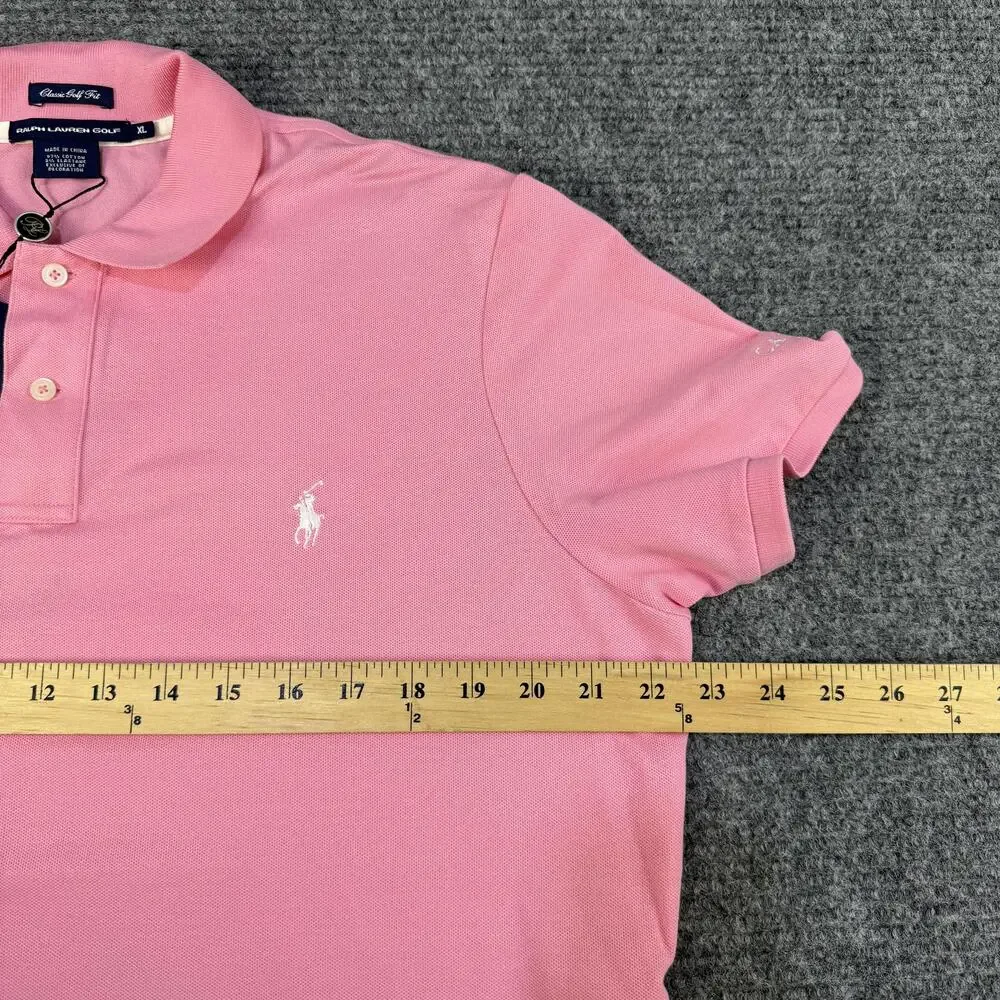Ralph Lauren Golf Polo Shirt Mens XL Pink Classic Golf Fit Cascata Logo Short
